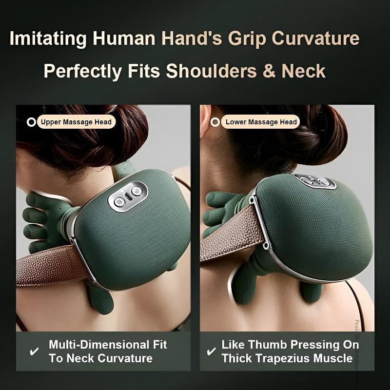 Master Hand N7-Green Cervical Spine Massager with Advanced Kneading Technology for Deep Muscle Relaxation & Hot Compress Function for Neck & Shoulder Tension Relief - Daily